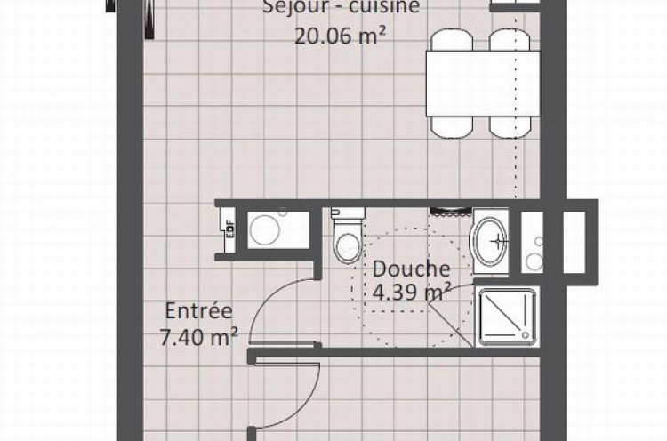 Location appartement 2 pièce(s) 43 m² - Photo 1